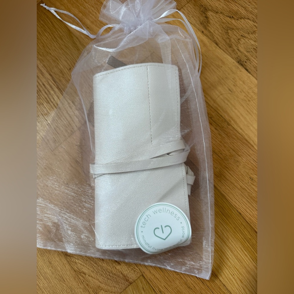 Tech wellness EMF-Free Charging Brick in Leather Wrap vanilla cream color